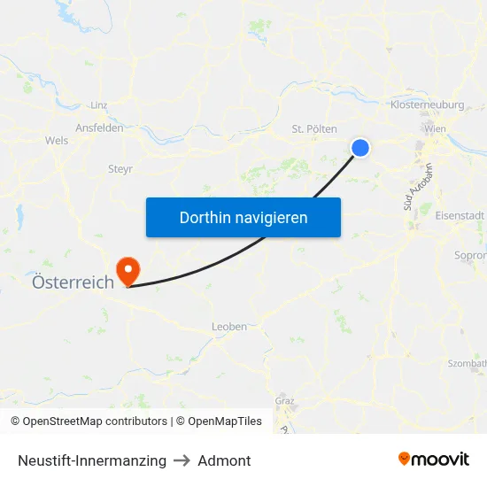 Neustift-Innermanzing to Admont map