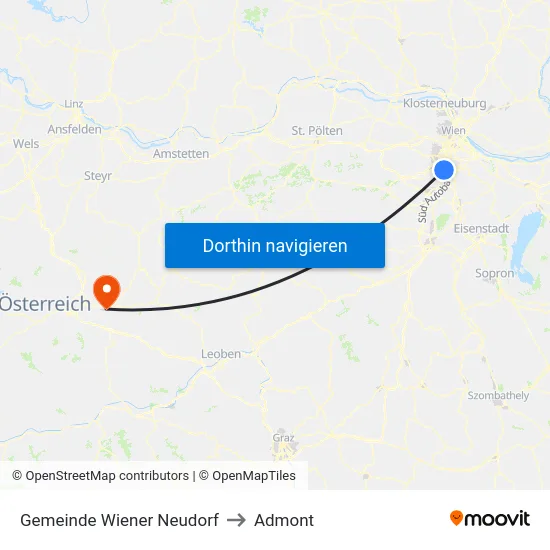 Gemeinde Wiener Neudorf to Admont map