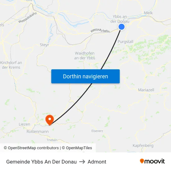 Gemeinde Ybbs An Der Donau to Admont map