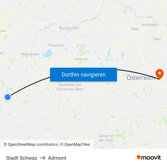 Stadt Schwaz to Admont map