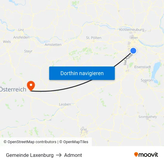 Gemeinde Laxenburg to Admont map