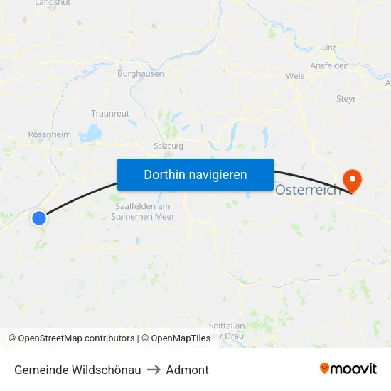 Gemeinde Wildschönau to Admont map