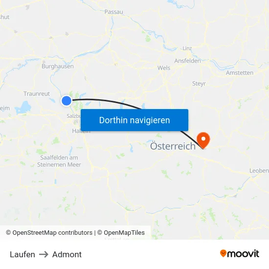 Laufen to Admont map