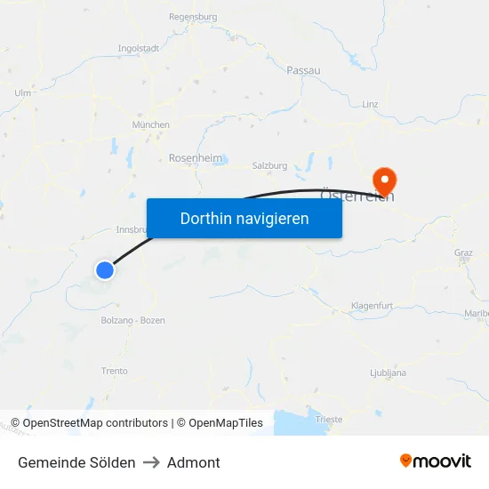 Gemeinde Sölden to Admont map
