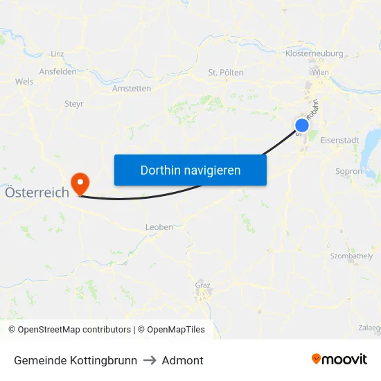 Gemeinde Kottingbrunn to Admont map
