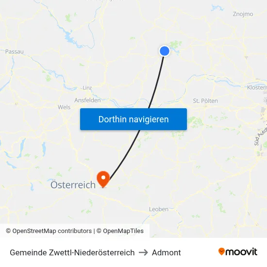 Gemeinde Zwettl-Niederösterreich to Admont map
