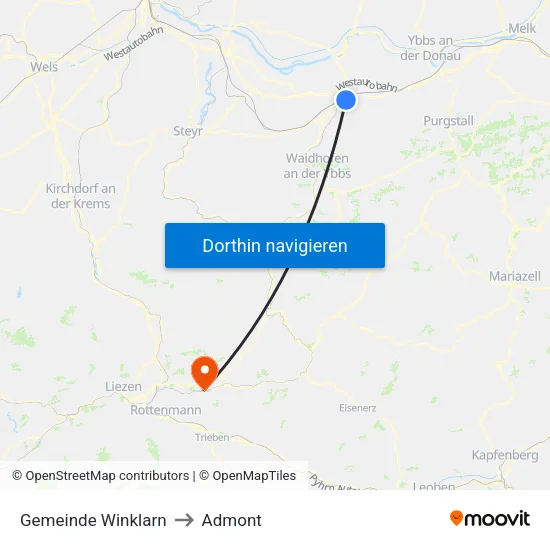 Gemeinde Winklarn to Admont map