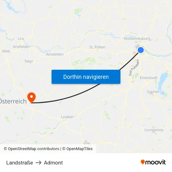 Landstraße to Admont map