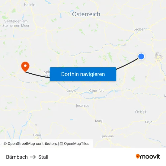 Bärnbach to Stall map