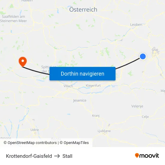 Krottendorf-Gaisfeld to Stall map