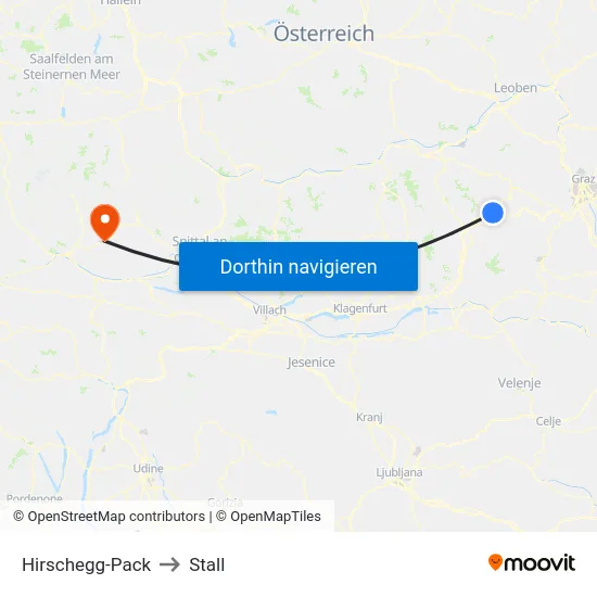 Hirschegg-Pack to Stall map