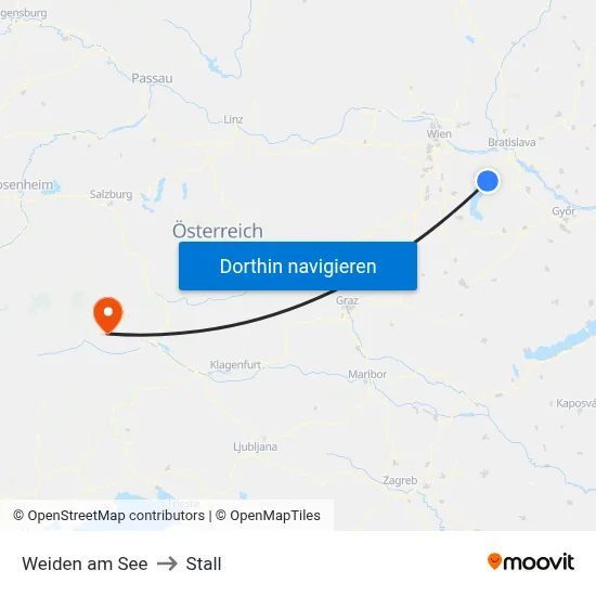 Weiden am See to Stall map
