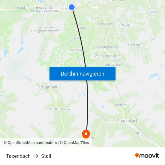 Taxenbach to Stall map