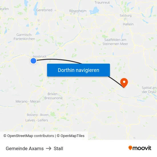 Gemeinde Axams to Stall map