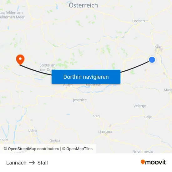 Lannach to Stall map