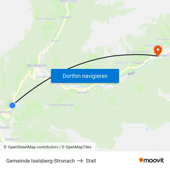 Gemeinde Iselsberg-Stronach to Stall map