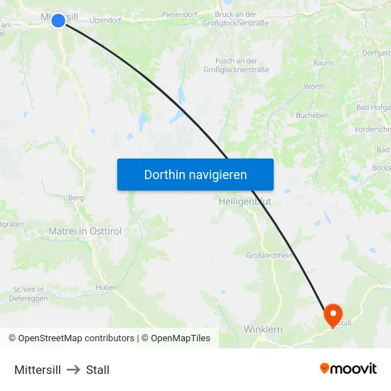 Mittersill to Stall map