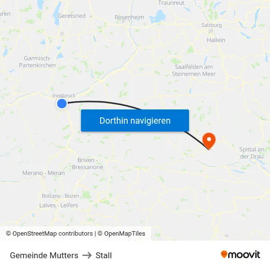 Gemeinde Mutters to Stall map