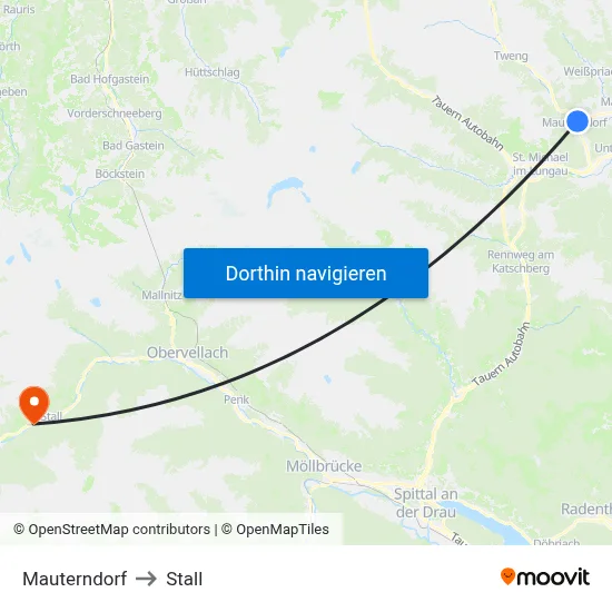 Mauterndorf to Stall map