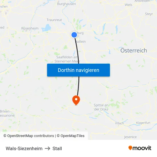Wals-Siezenheim to Stall map