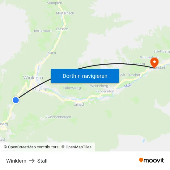 Winklern to Stall map