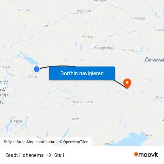 Stadt Hohenems to Stall map