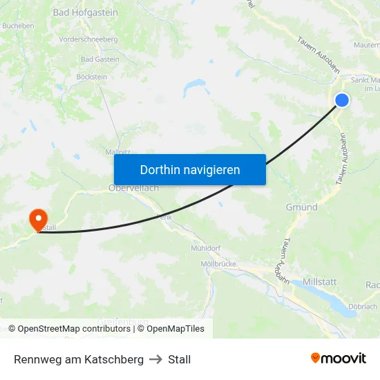 Rennweg am Katschberg to Stall map
