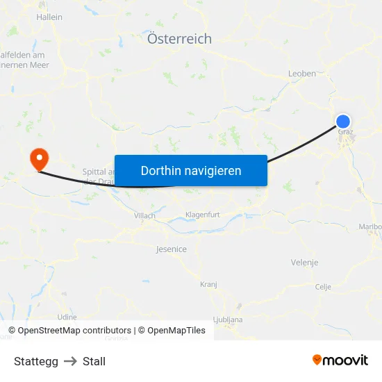 Stattegg to Stall map