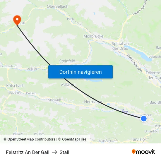 Feistritz An Der Gail to Stall map