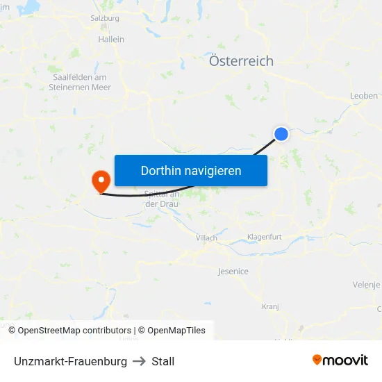 Unzmarkt-Frauenburg to Stall map