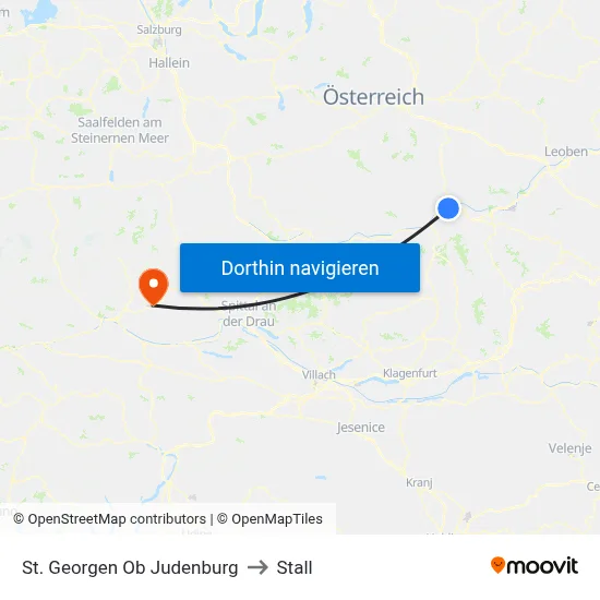 St. Georgen Ob Judenburg to Stall map