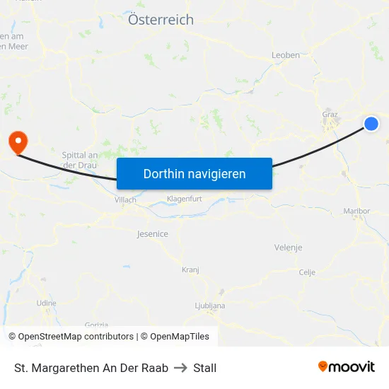 St. Margarethen An Der Raab to Stall map