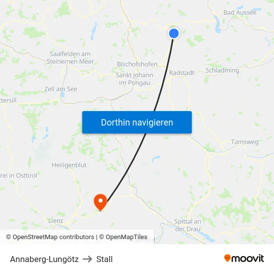 Annaberg-Lungötz to Stall map