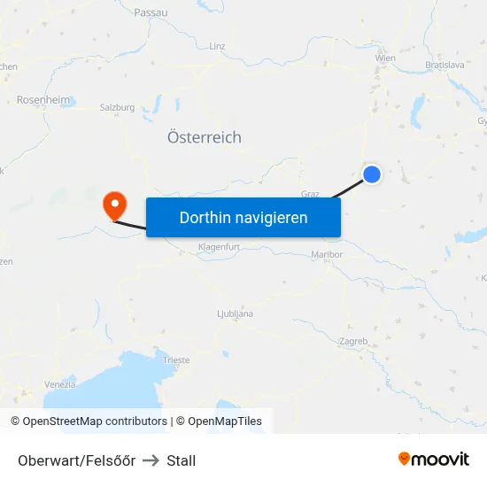 Oberwart/Felsőőr to Stall map