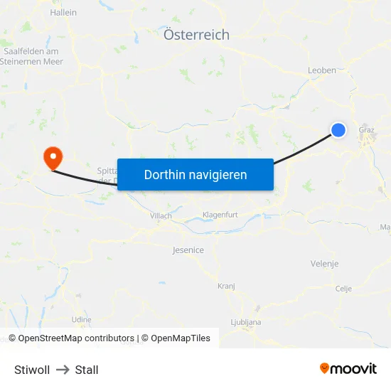 Stiwoll to Stall map