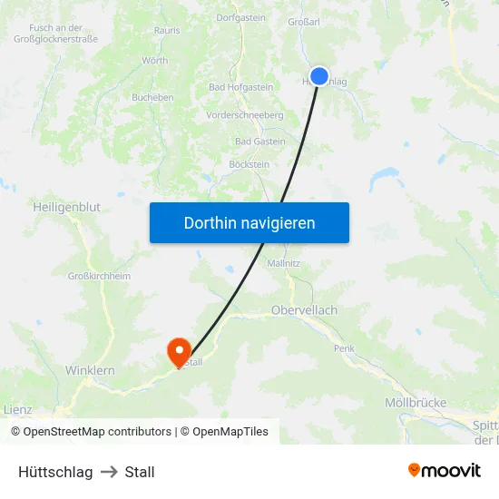 Hüttschlag to Stall map