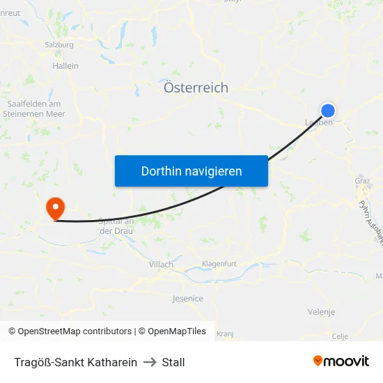 Tragöß-Sankt Katharein to Stall map