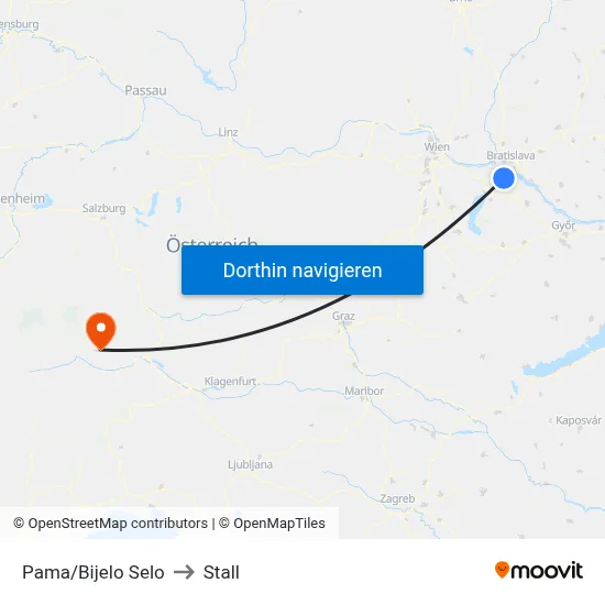 Pama/Bijelo Selo to Stall map