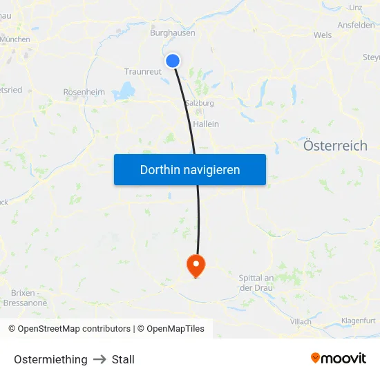 Ostermiething to Stall map