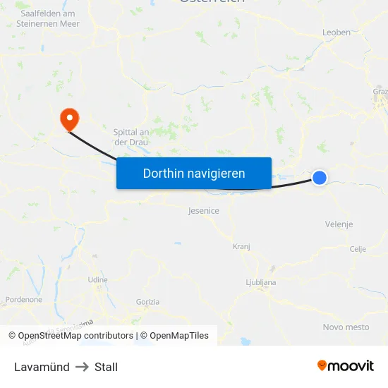 Lavamünd to Stall map