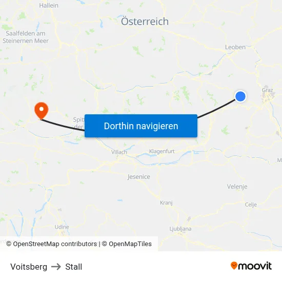 Voitsberg to Stall map