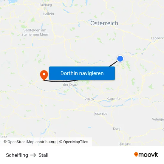 Scheifling to Stall map