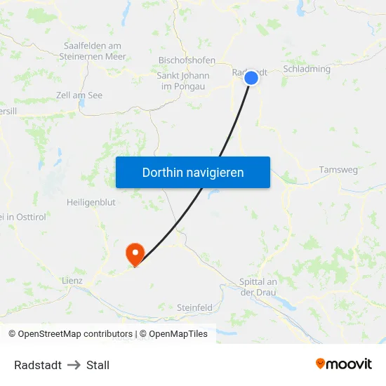 Radstadt to Stall map