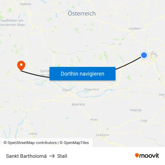 Sankt Bartholomä to Stall map