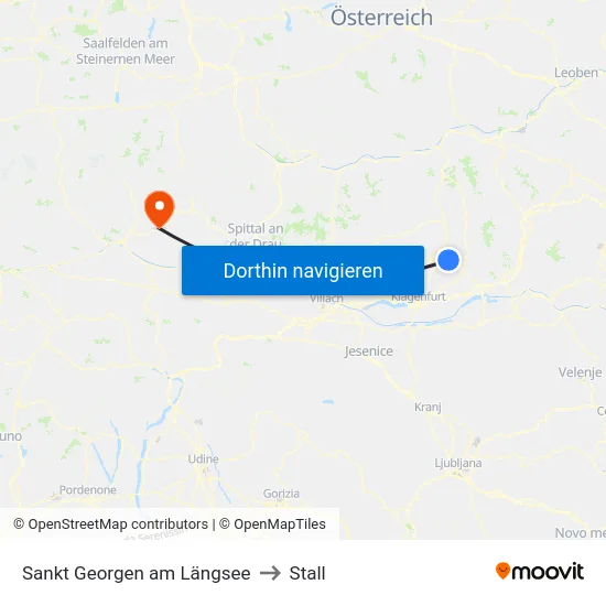 Sankt Georgen am Längsee to Stall map
