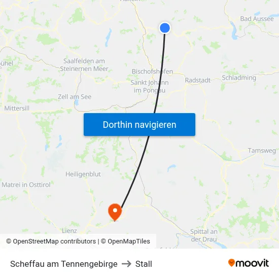 Scheffau am Tennengebirge to Stall map
