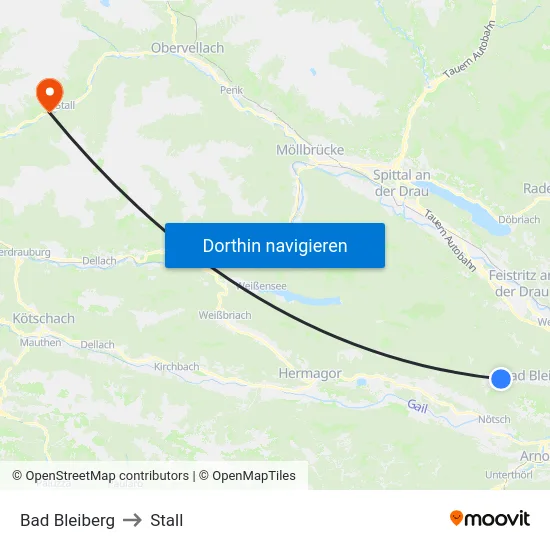 Bad Bleiberg to Stall map