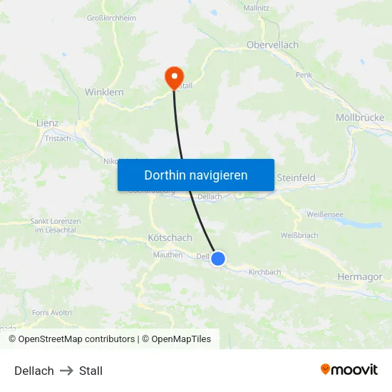 Dellach to Stall map