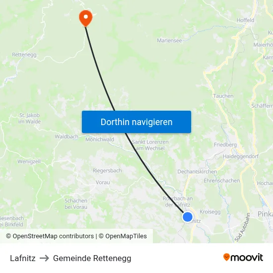 Lafnitz to Gemeinde Rettenegg map