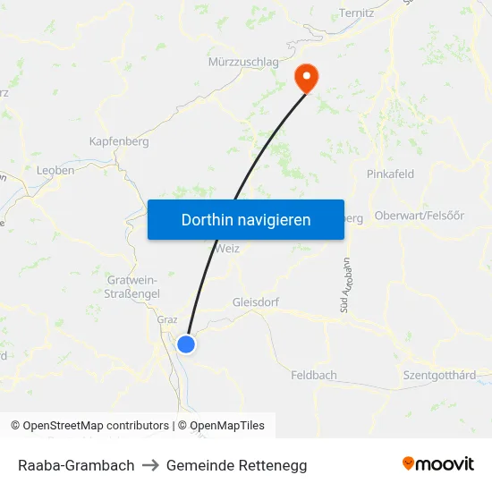 Raaba-Grambach to Gemeinde Rettenegg map
